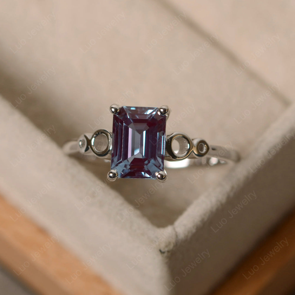 Antique Emerald Cut Alexandrite Solitaire Ring - LUO Jewelry