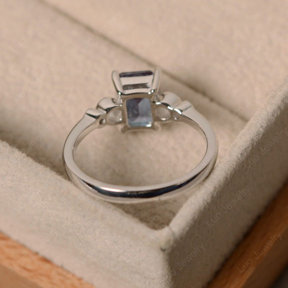 Antique Emerald Cut Alexandrite Solitaire Ring - LUO Jewelry
