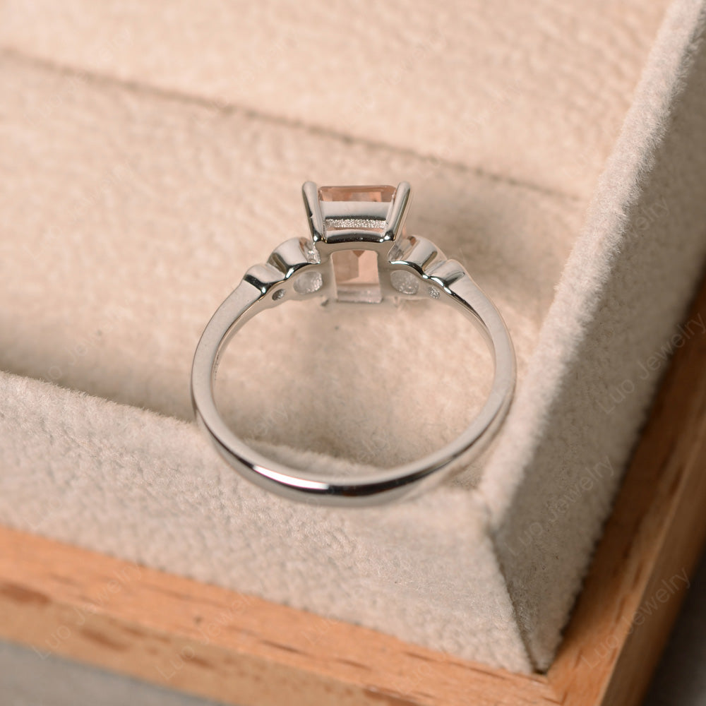 Antique Emerald Cut Morganite Solitaire Ring - LUO Jewelry
