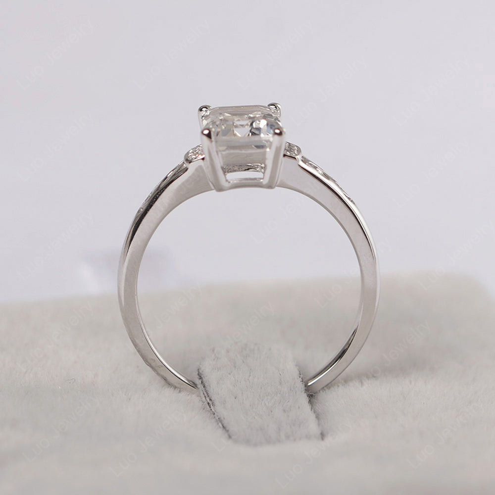 Emerald Cut Art Deco White Topaz Engagement Ring - LUO Jewelry