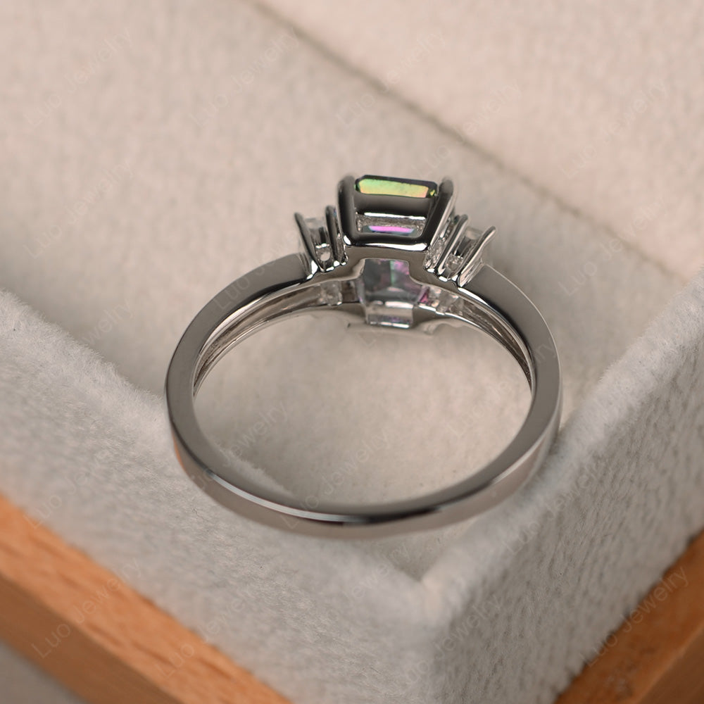 Emerald Cut Mystic Topaz Ring With Baguette - LUO Jewelry