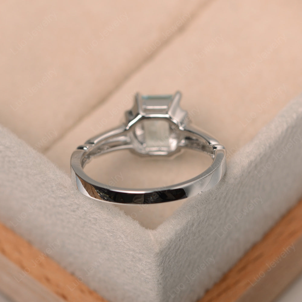 Vintage Emerald Cut Aquamarine Solitaire Ring - LUO Jewelry