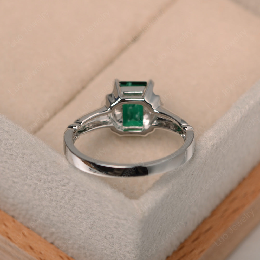 Vintage Emerald Cut Lab Emerald Solitaire Ring - LUO Jewelry