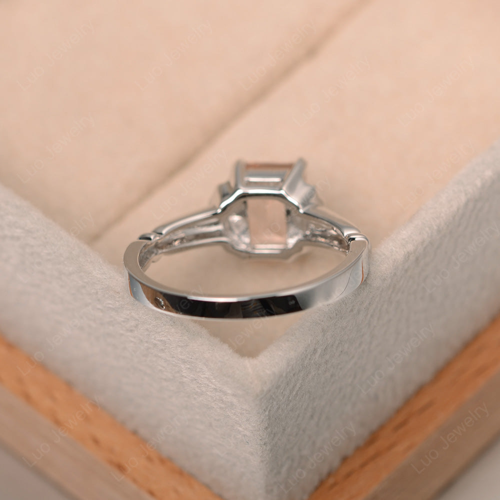 Vintage Emerald Cut Morganite Solitaire Ring - LUO Jewelry