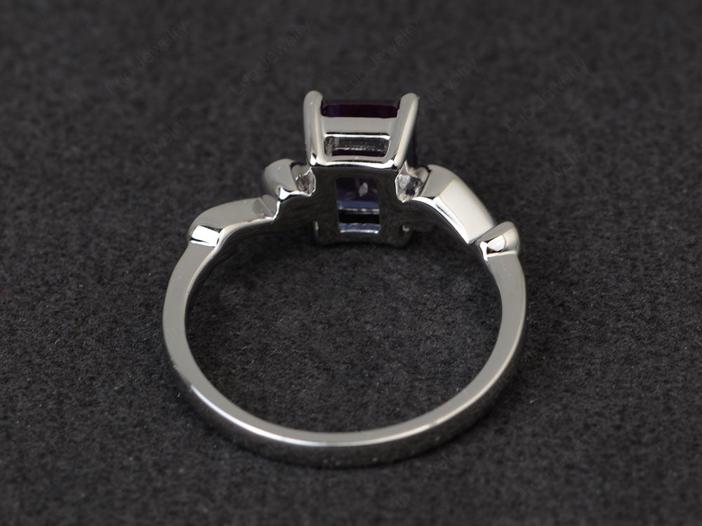 Unique Emerald Cut Alexandrite Ring Rose Gold - LUO Jewelry