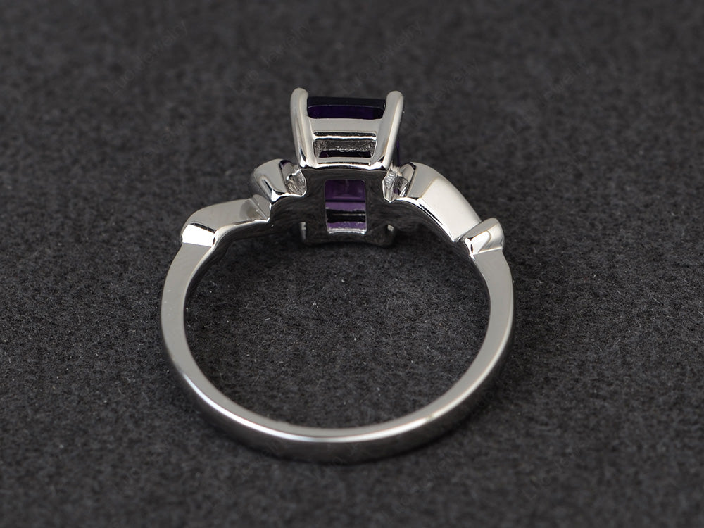 Unique Emerald Cut Amethyst Ring Rose Gold - LUO Jewelry
