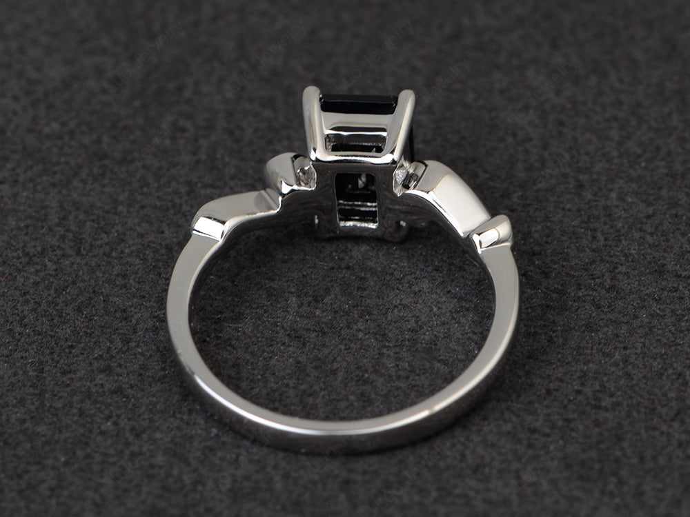 Unique Emerald Cut Black Spinel Ring Rose Gold - LUO Jewelry