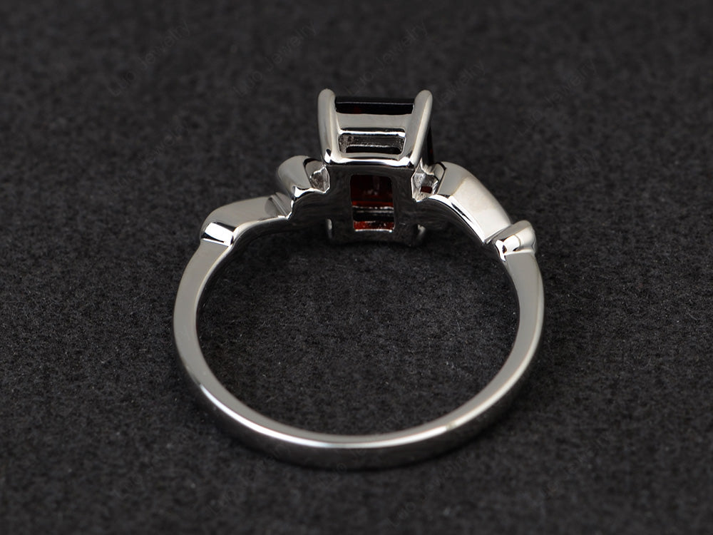 Unique Emerald Cut Garnet Ring Rose Gold - LUO Jewelry