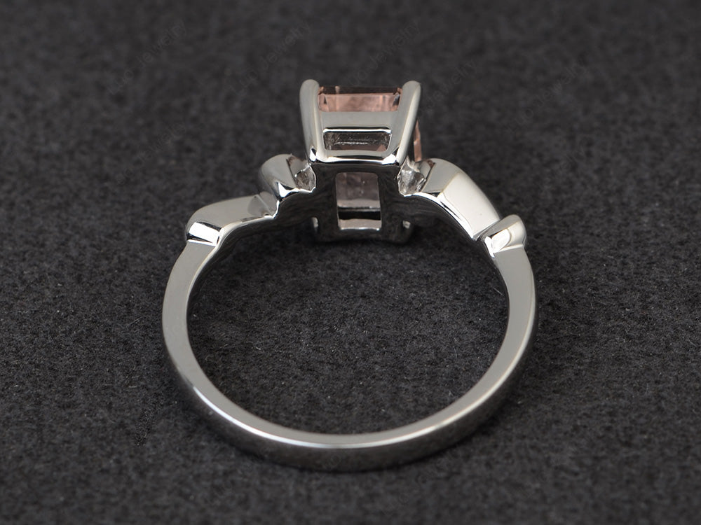 Unique Emerald Cut Morganite Ring Rose Gold - LUO Jewelry