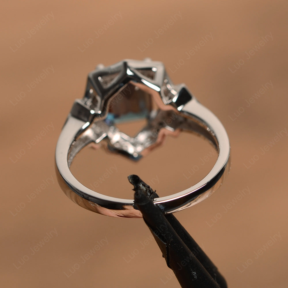 Emerald Cut Alexandrite Cocktail Ring White Gold - LUO Jewelry