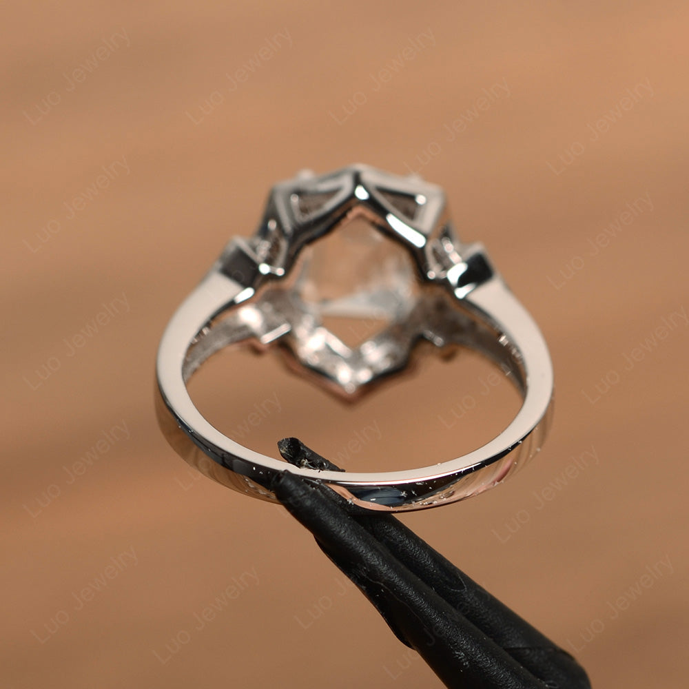 Emerald Cut White Topaz Cocktail Ring White Gold - LUO Jewelry