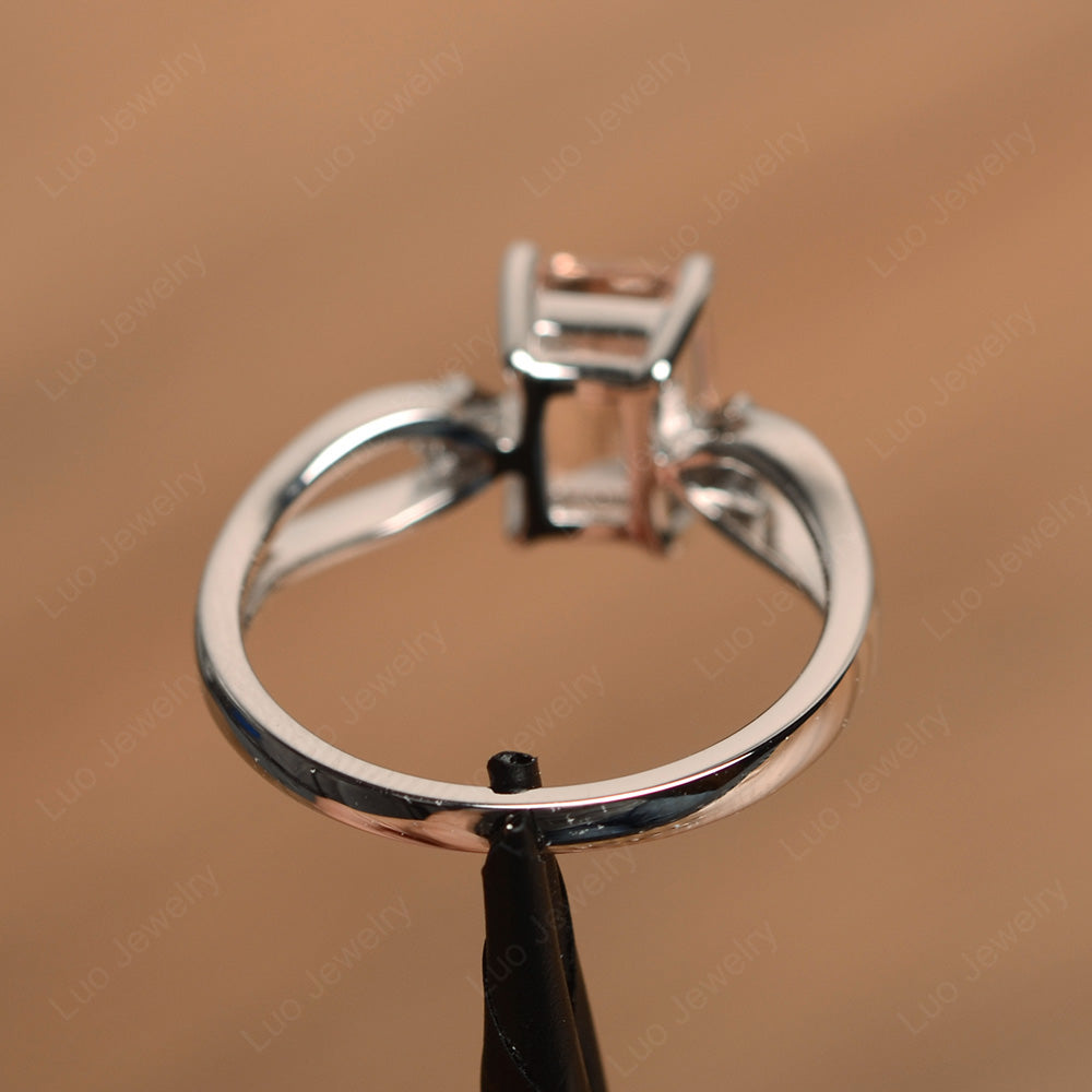 Emerald Cut Morganite Ring Split Shank - LUO Jewelry