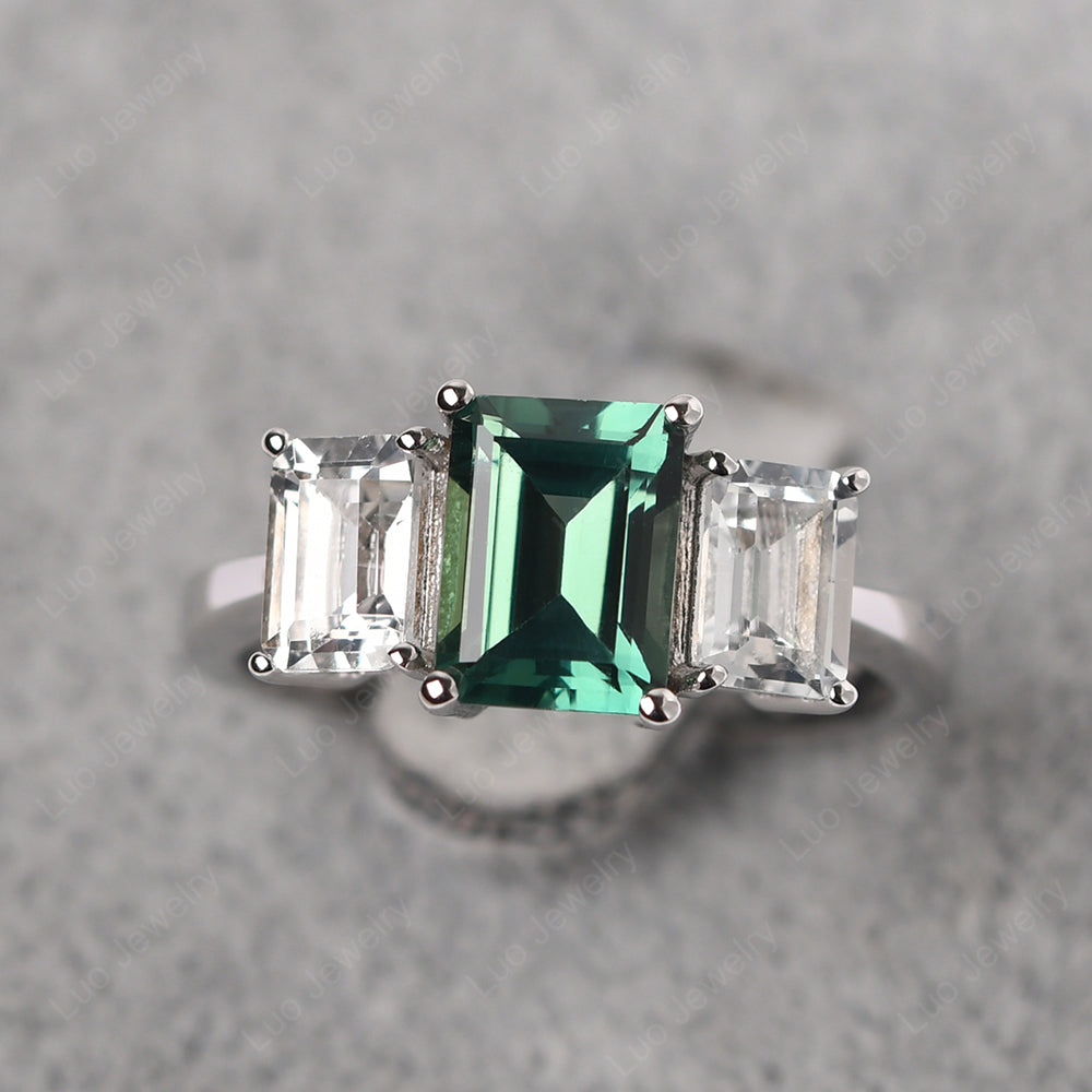 Bague Argent Massif 925 Avec 3 Saphirs Biseautés - Taille 59 - Neuf Avec étiquettes