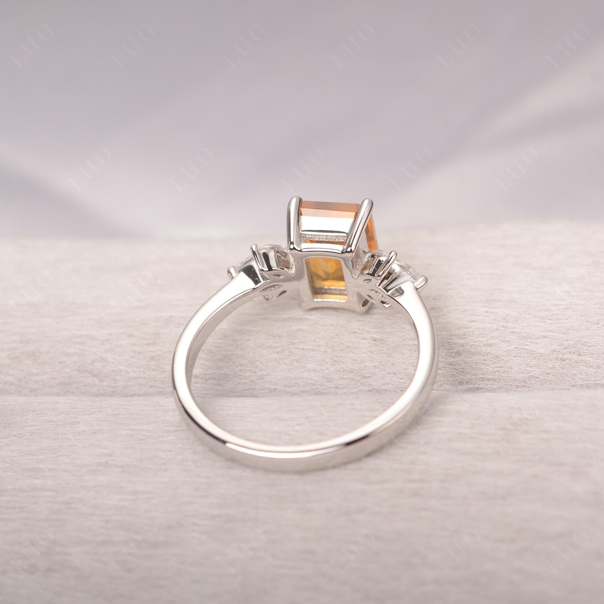Citrine Ring Emerald Cut Wedding Ring - LUO Jewelry