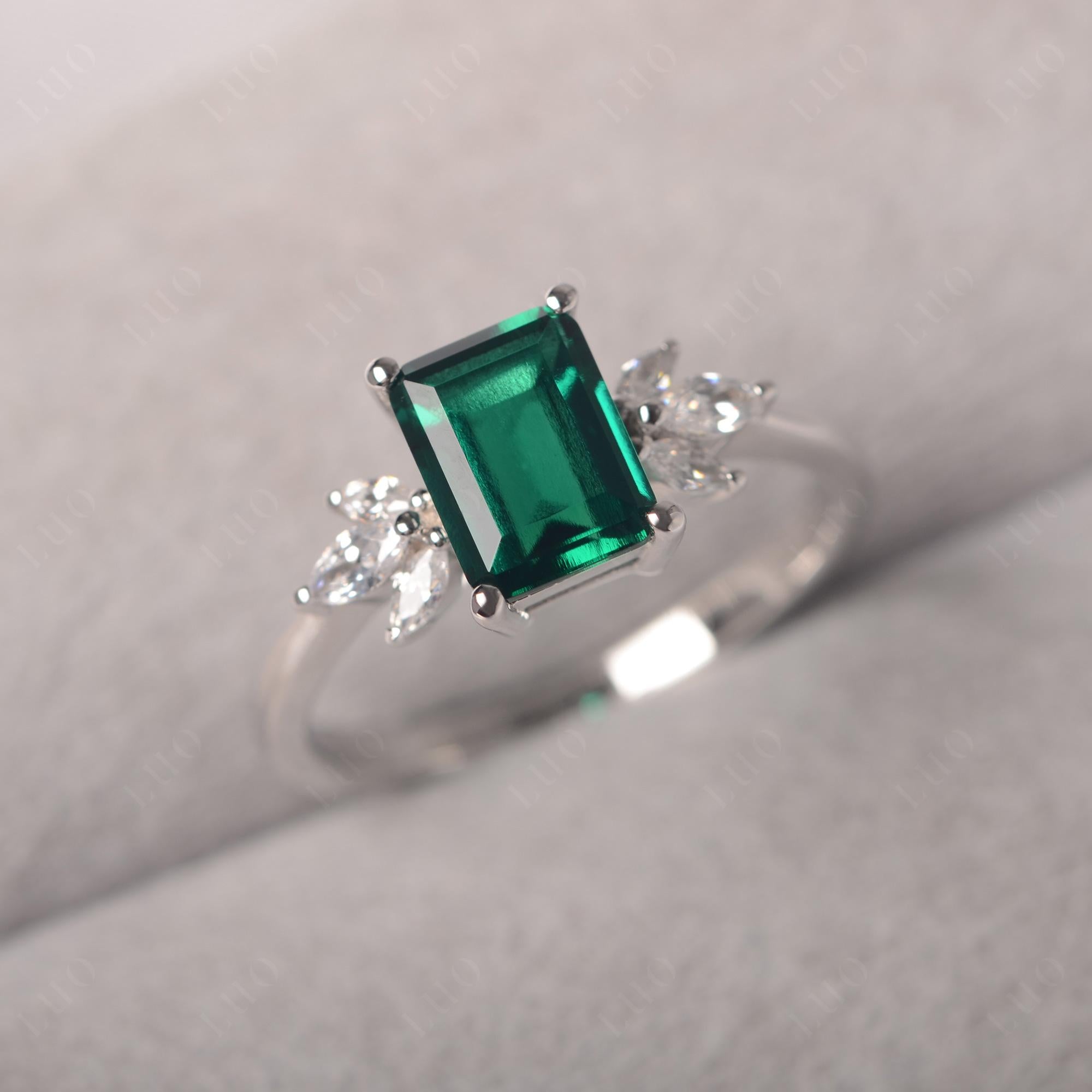 Emerald Ring Emerald Cut Wedding Ring - LUO Jewelry