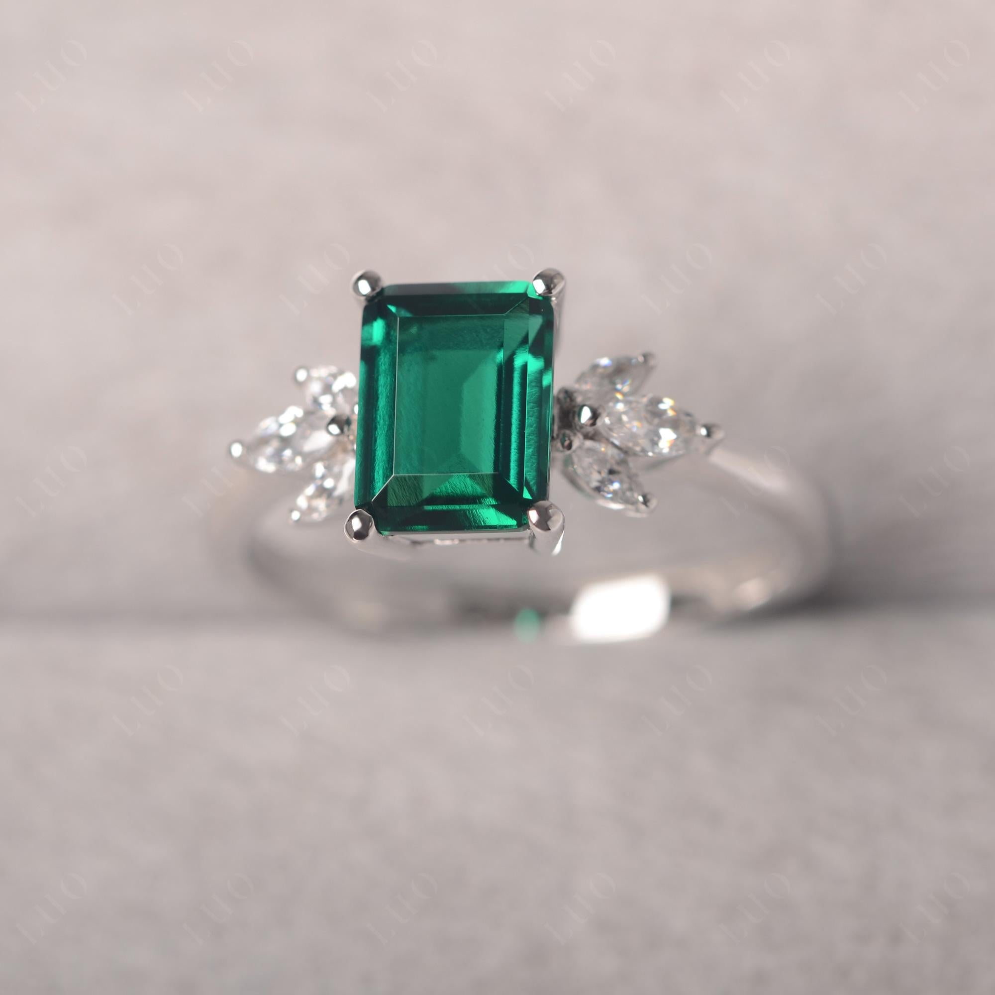 Emerald Ring Emerald Cut Wedding Ring - LUO Jewelry