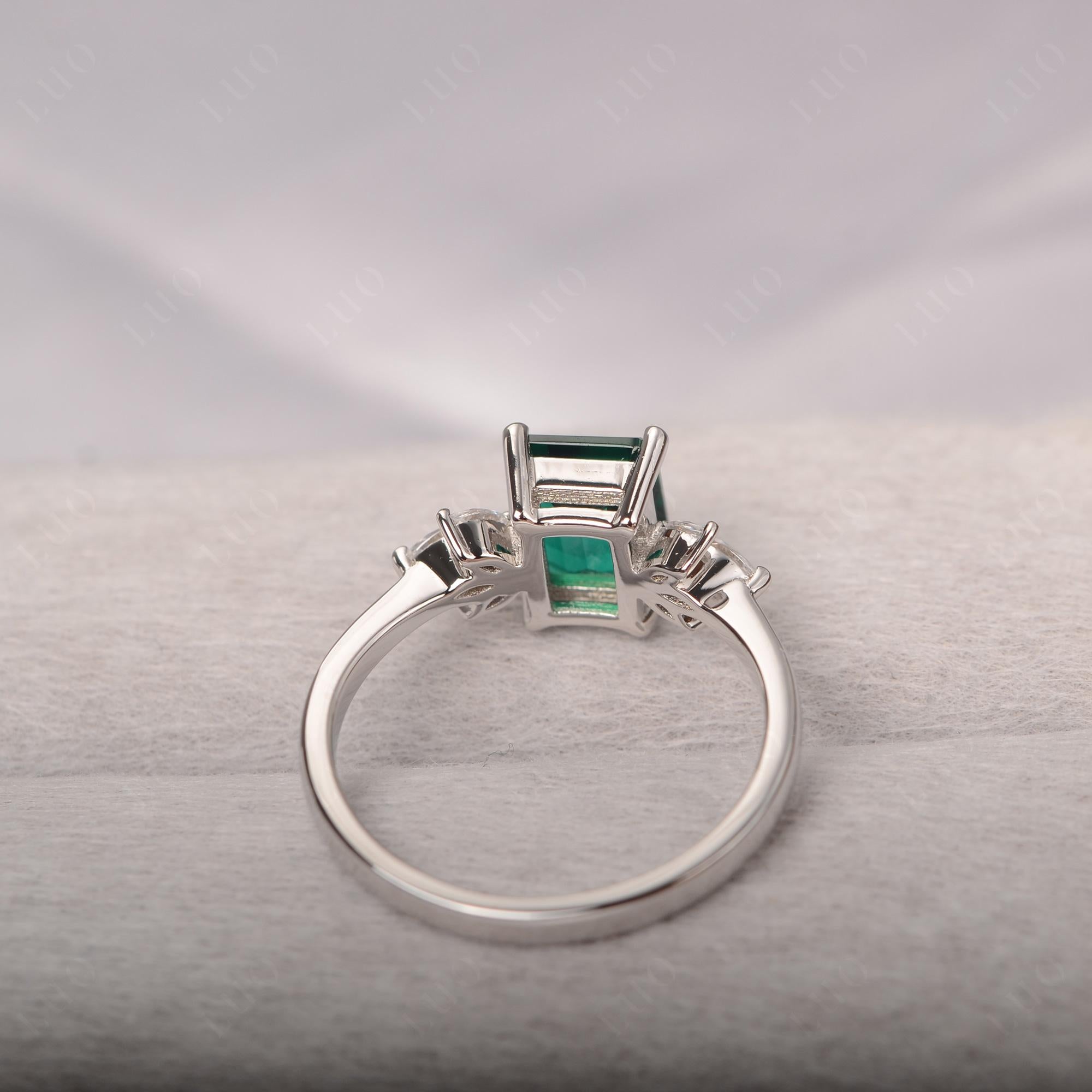 Emerald Ring Emerald Cut Wedding Ring - LUO Jewelry