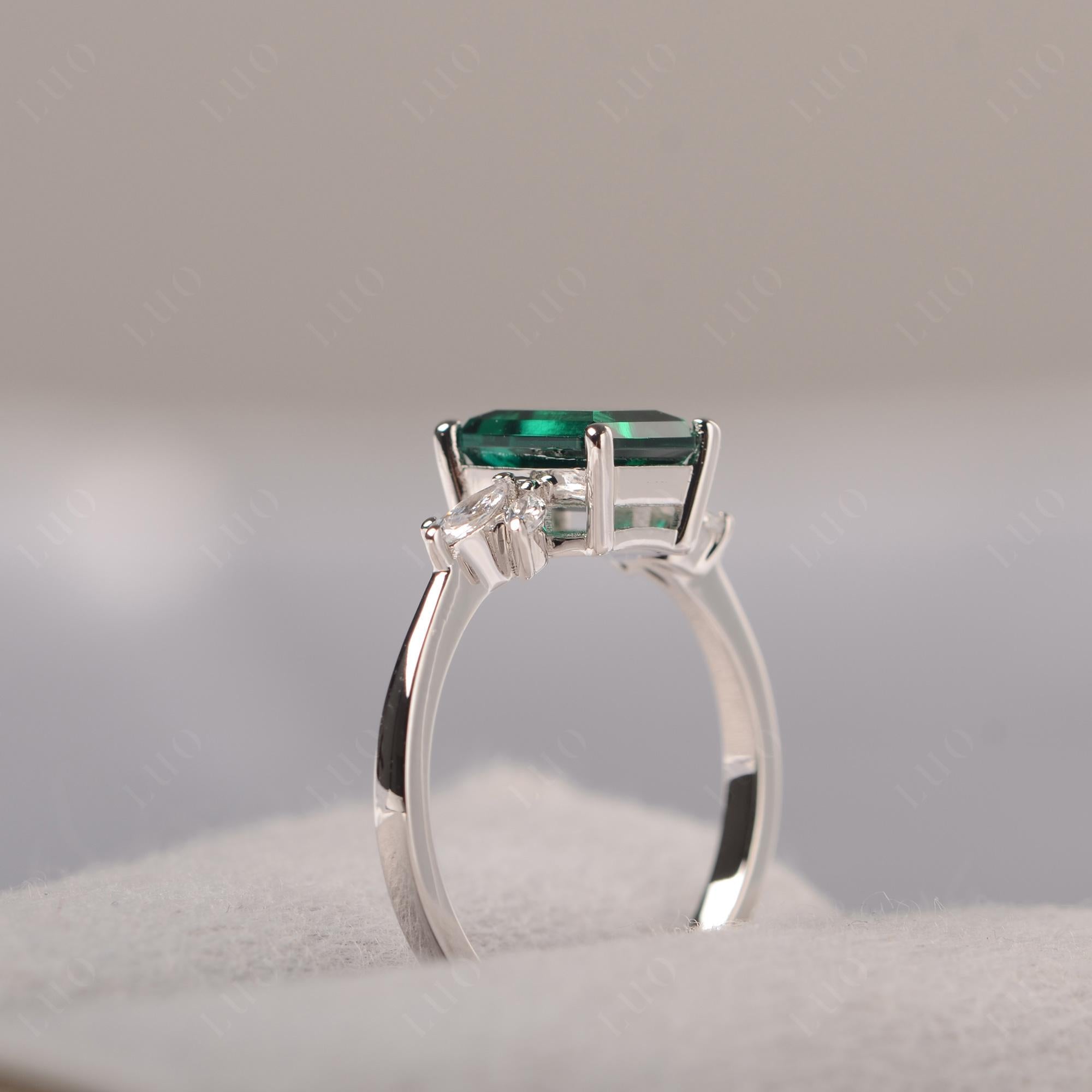 Emerald Ring Emerald Cut Wedding Ring - LUO Jewelry