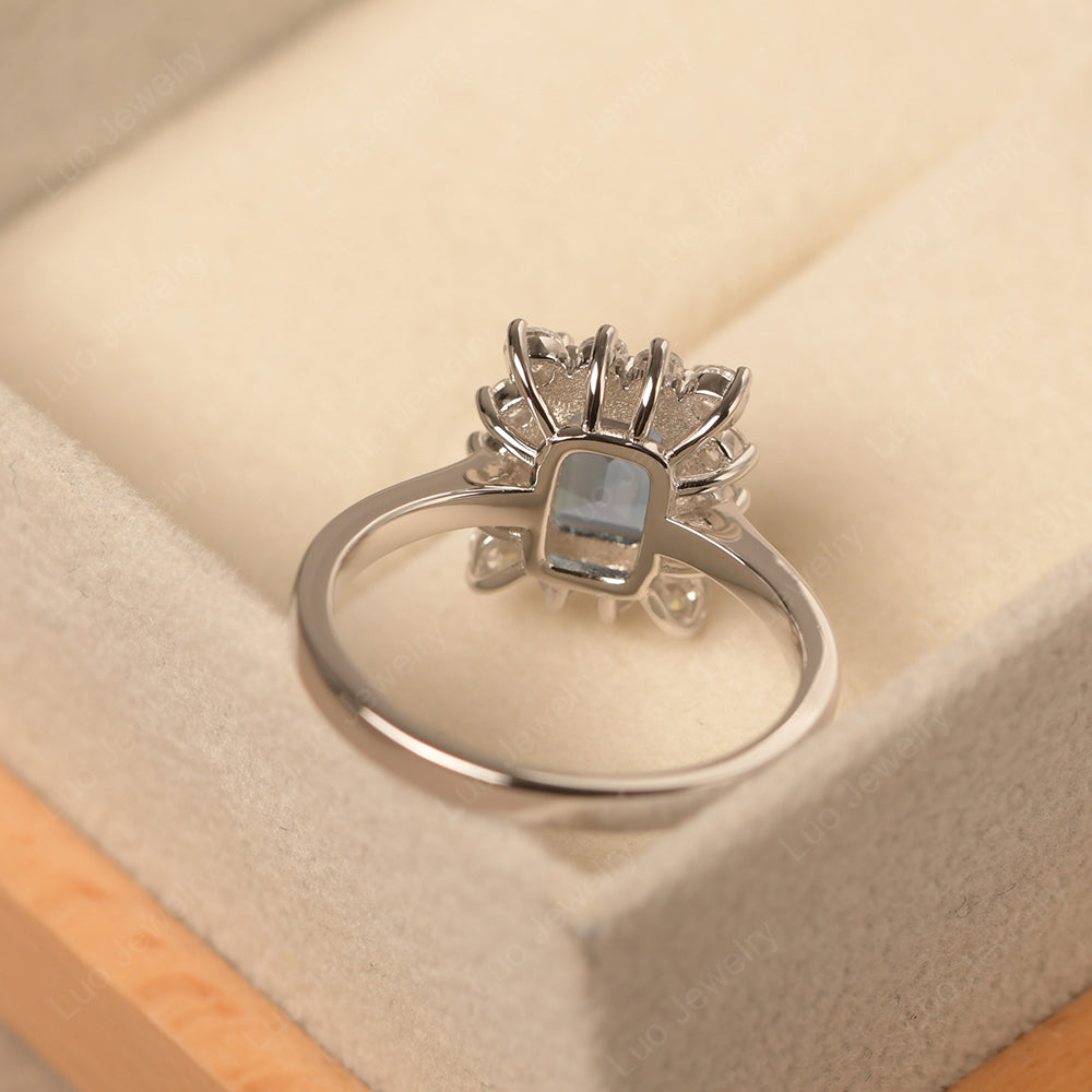 Alexandrite Emerald Cut Halo Engagement Rings - LUO Jewelry