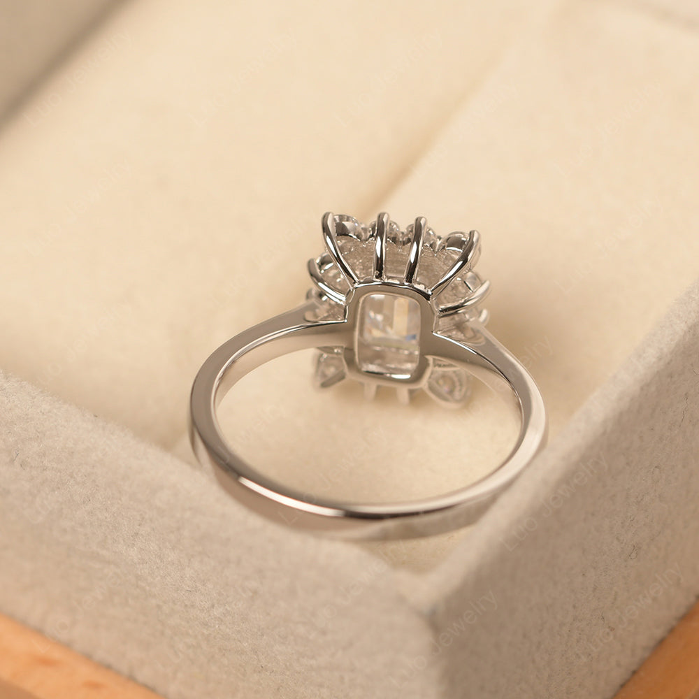 Cubic Zirconia Emerald Cut Halo Engagement Rings - LUO Jewelry