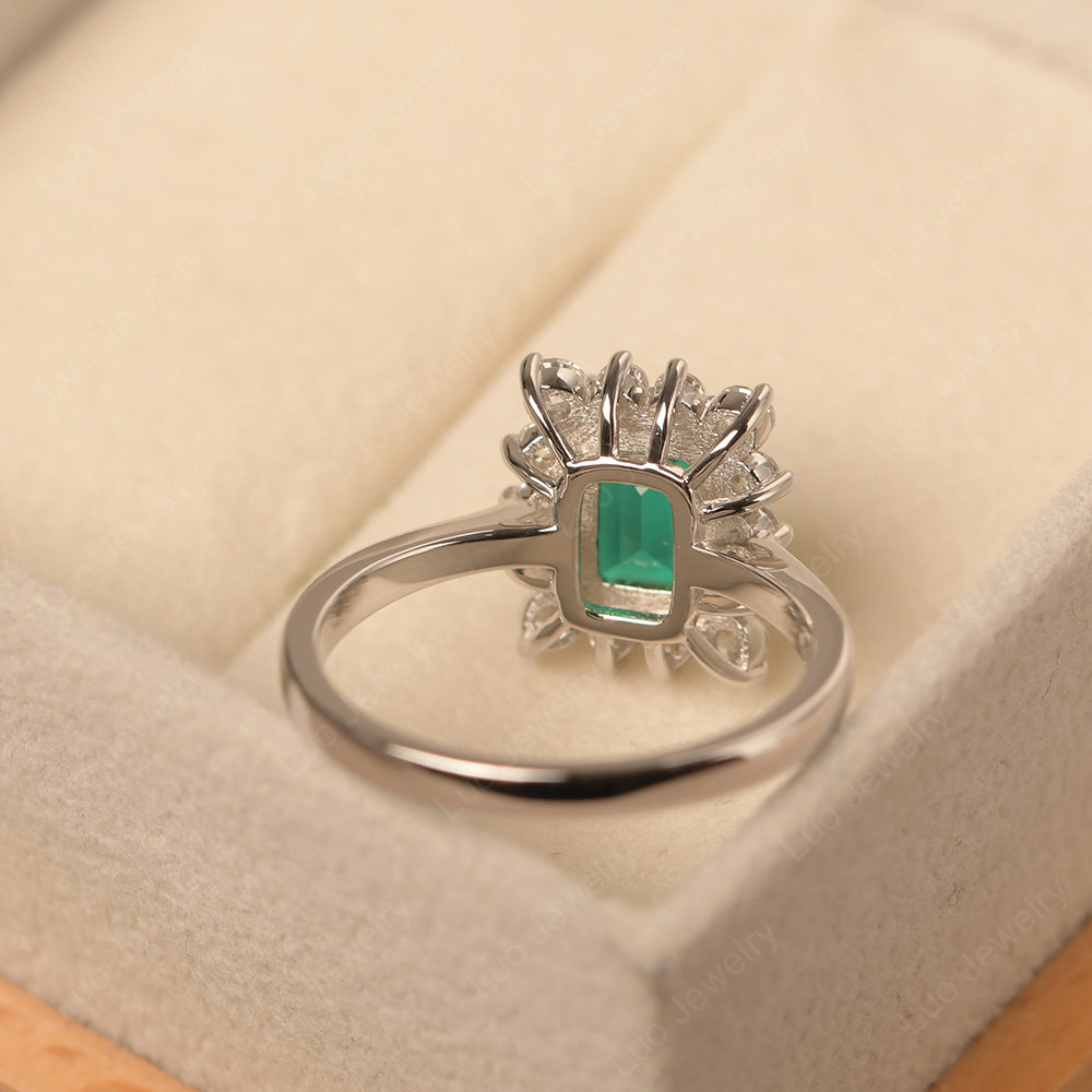 Emerald Emerald Cut Halo Engagement Rings - LUO Jewelry