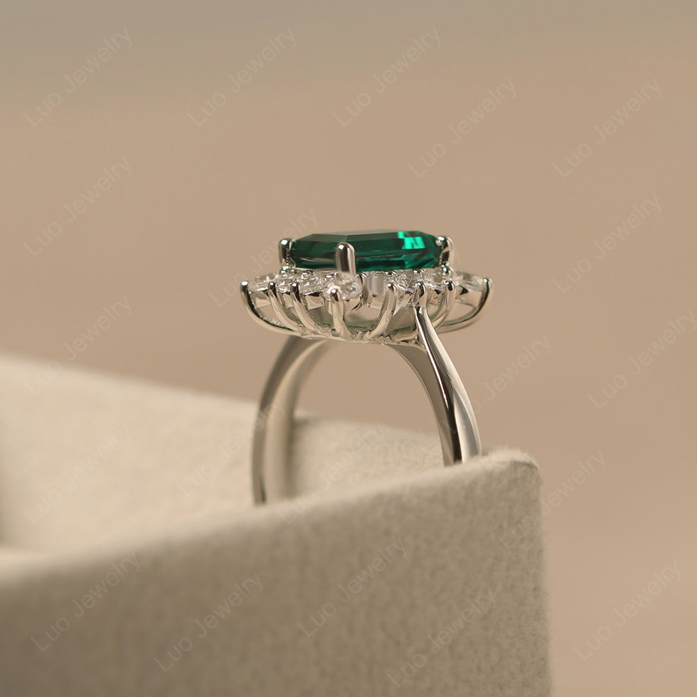 Emerald Emerald Cut Halo Engagement Rings - LUO Jewelry