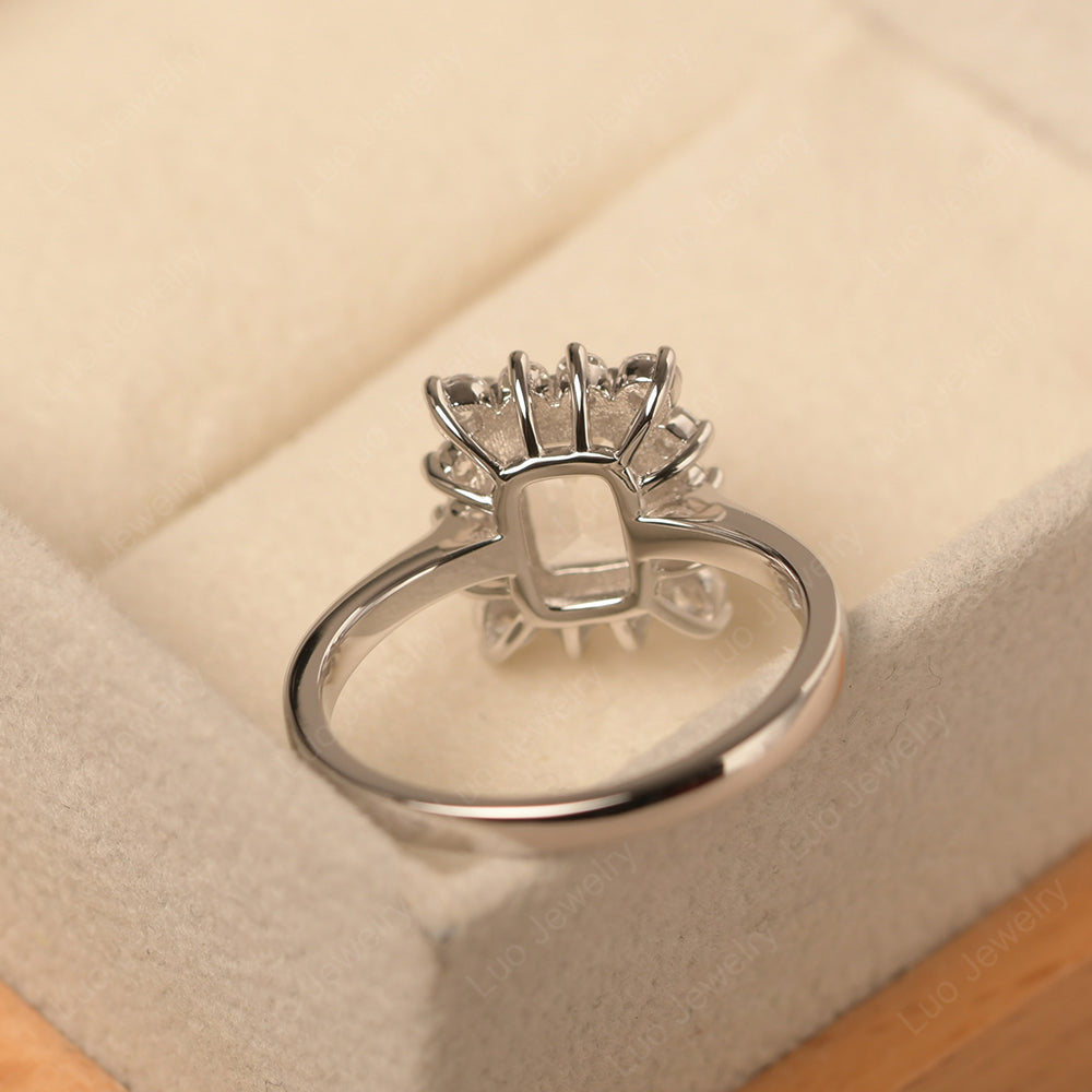 White Topaz Emerald Cut Halo Engagement Rings - LUO Jewelry