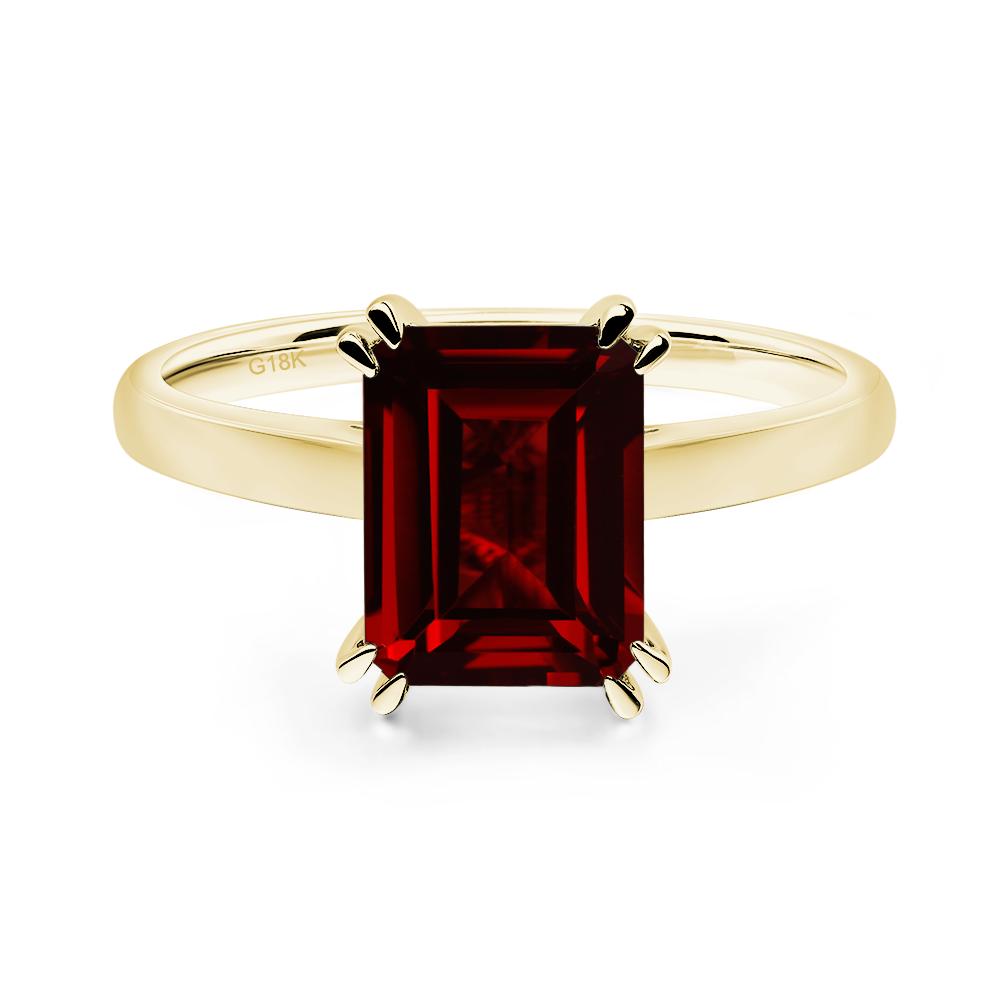 Emerald Cut Garnet Solitaire Wedding Ring - LUO Jewelry #metal_18k yellow gold