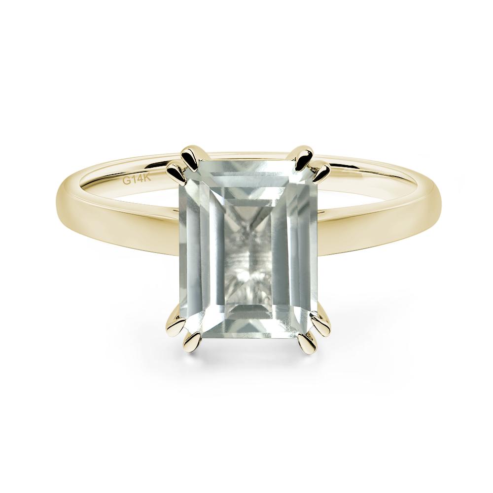 Emerald Cut Green Amethyst Solitaire Wedding Ring - LUO Jewelry #metal_14k yellow gold