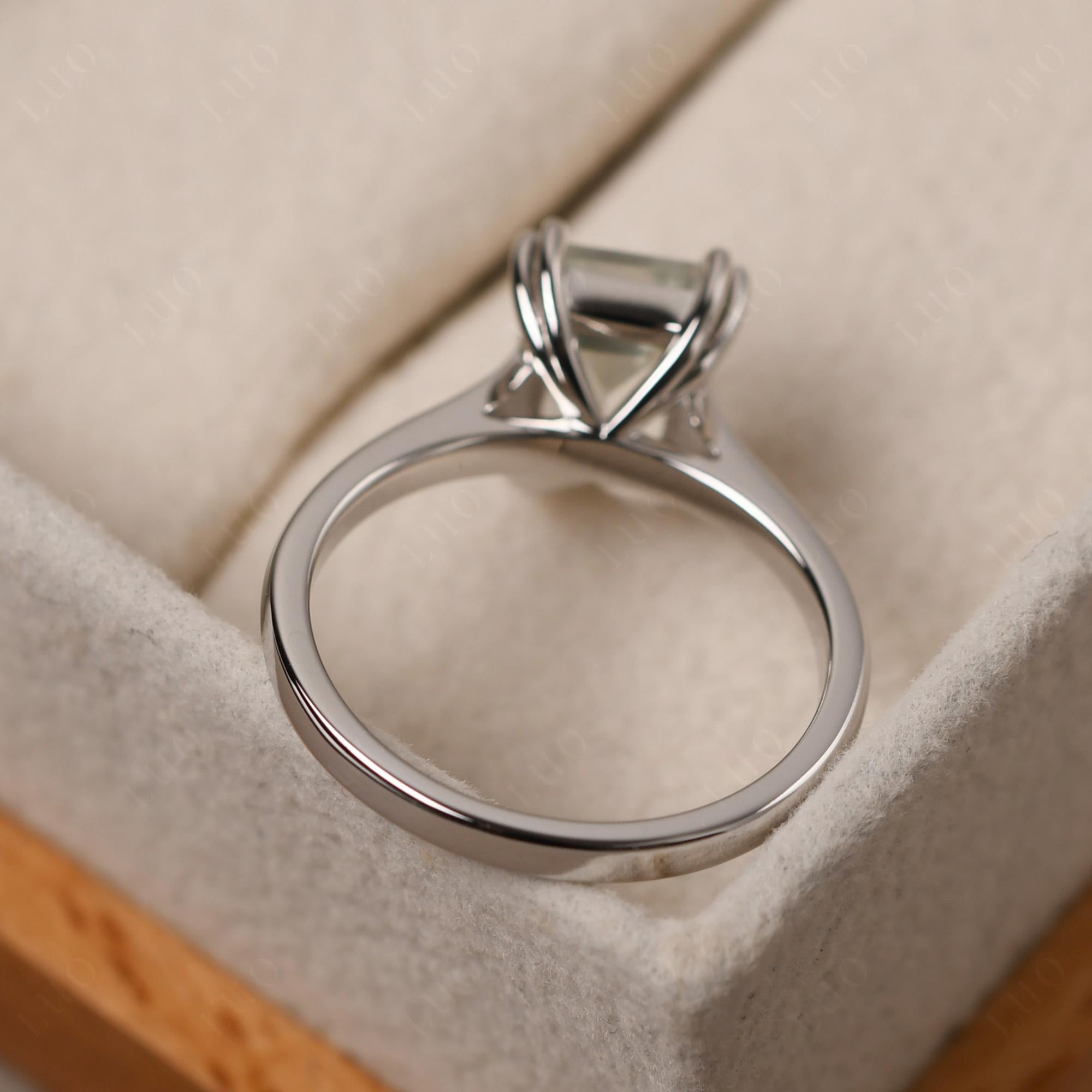Emerald Cut Green Amethyst Solitaire Wedding Ring - LUO Jewelry