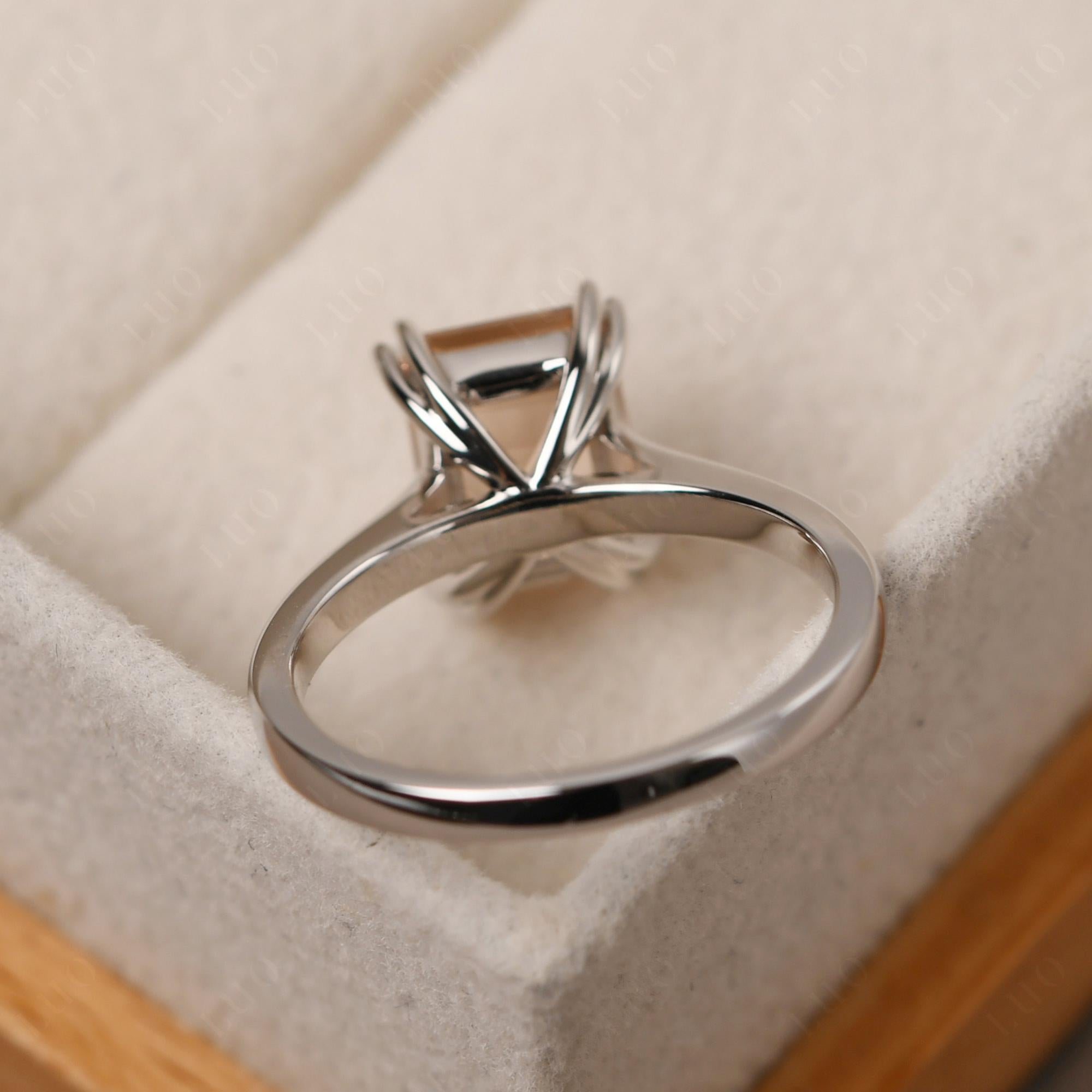 Emerald Cut Morganite Solitaire Wedding Ring - LUO Jewelry