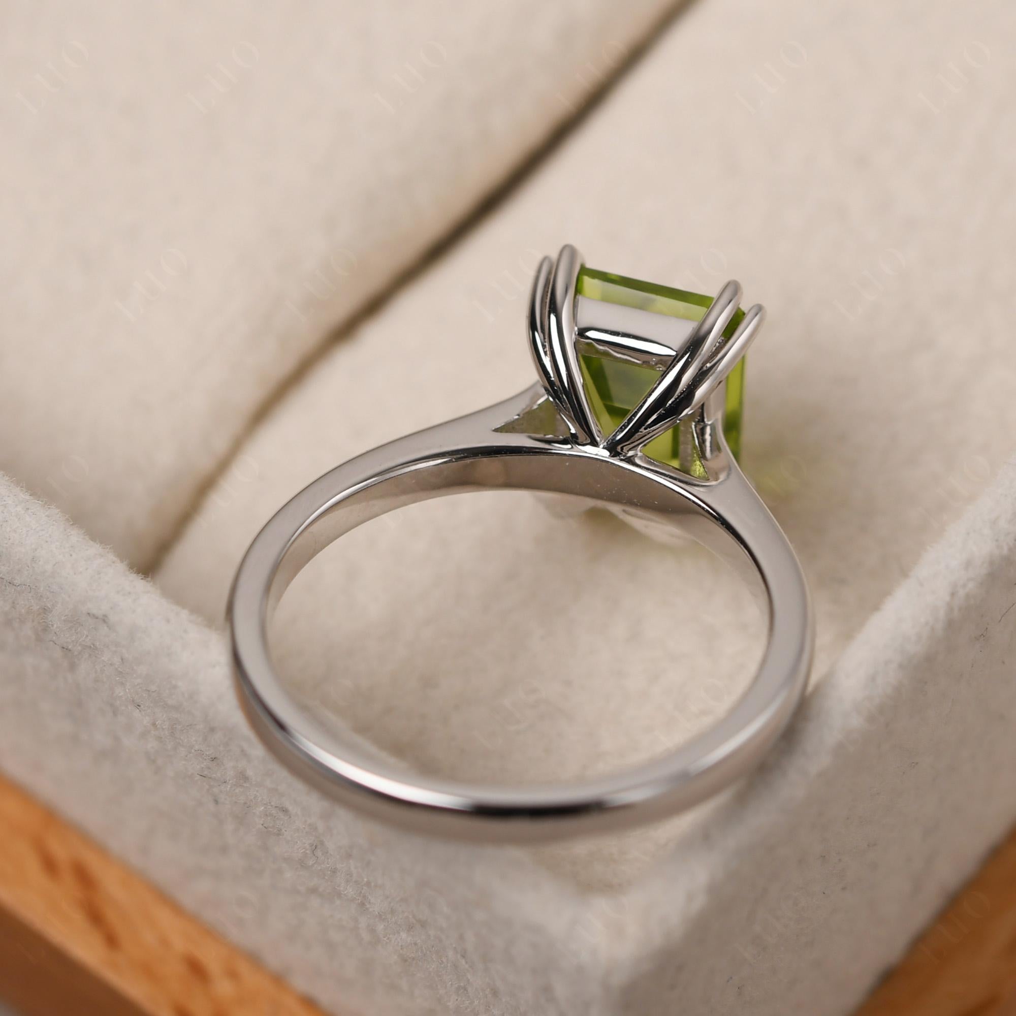 Emerald Cut Peridot Solitaire Wedding Ring - LUO Jewelry