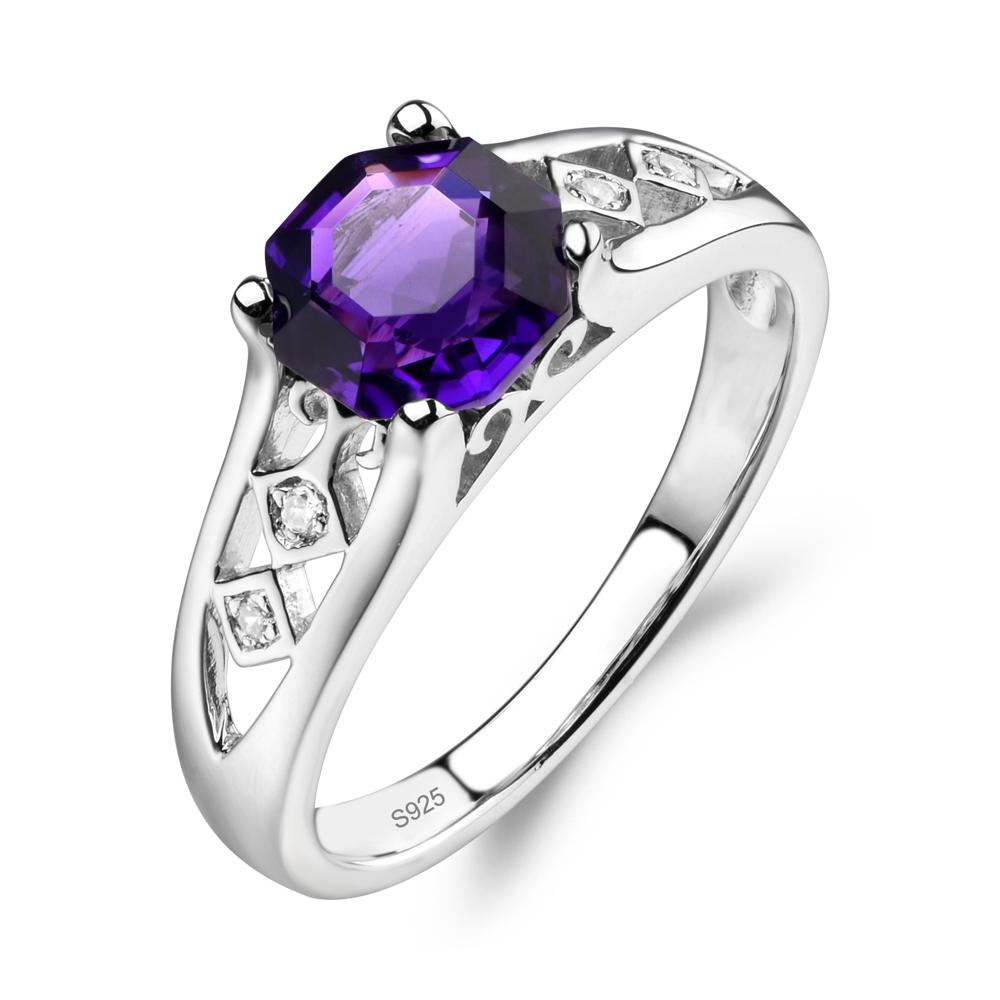 Vintage Style Octagon Cut Amethyst Ring - LUO Jewelry #metal_sterling silver