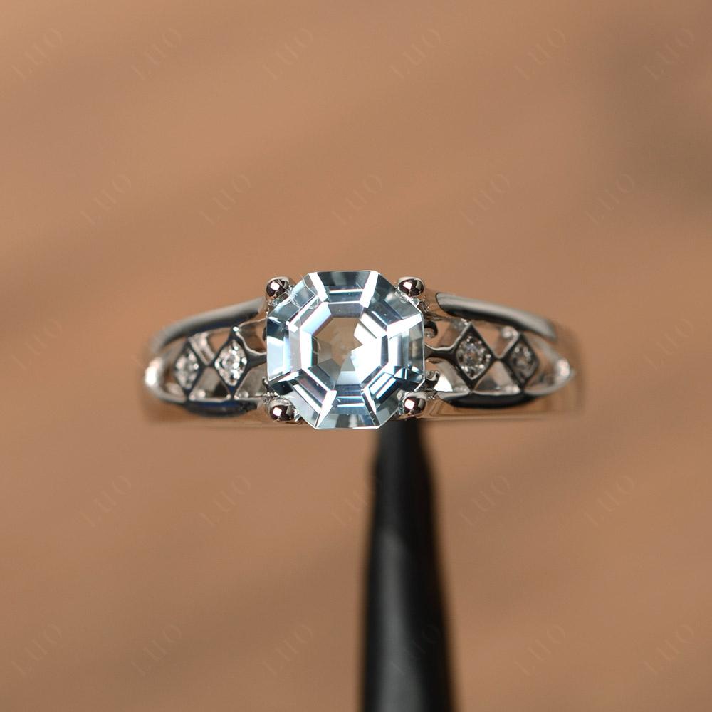 Vintage Style Octagon Cut Aquamarine Ring - LUO Jewelry