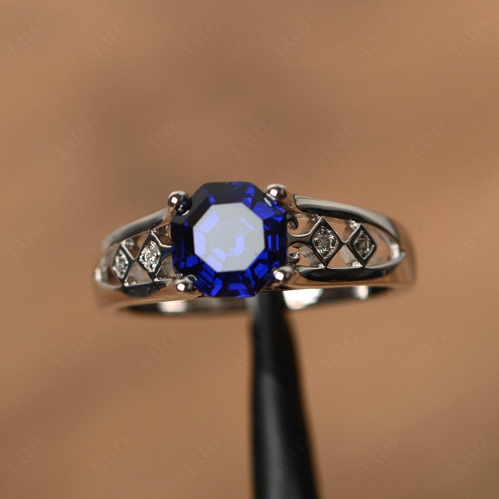 Vintage Style Octagon Cut Lab Sapphire Ring - LUO Jewelry