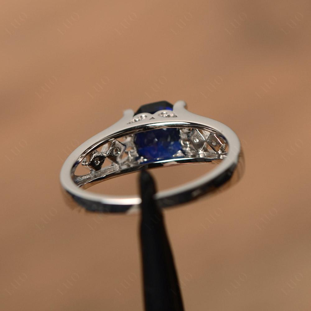 Vintage Style Octagon Cut Lab Sapphire Ring - LUO Jewelry