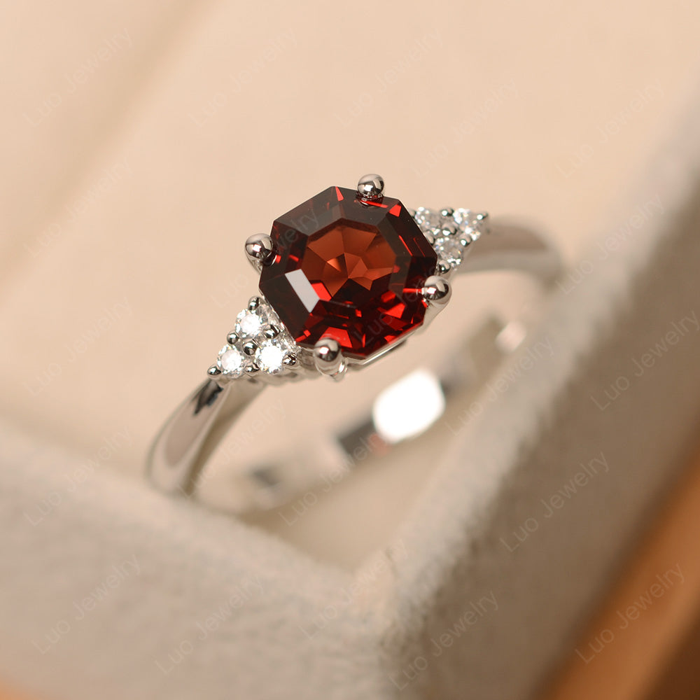 Octagon Cut Garnet Engagement Ring Gold - LUO Jewelry