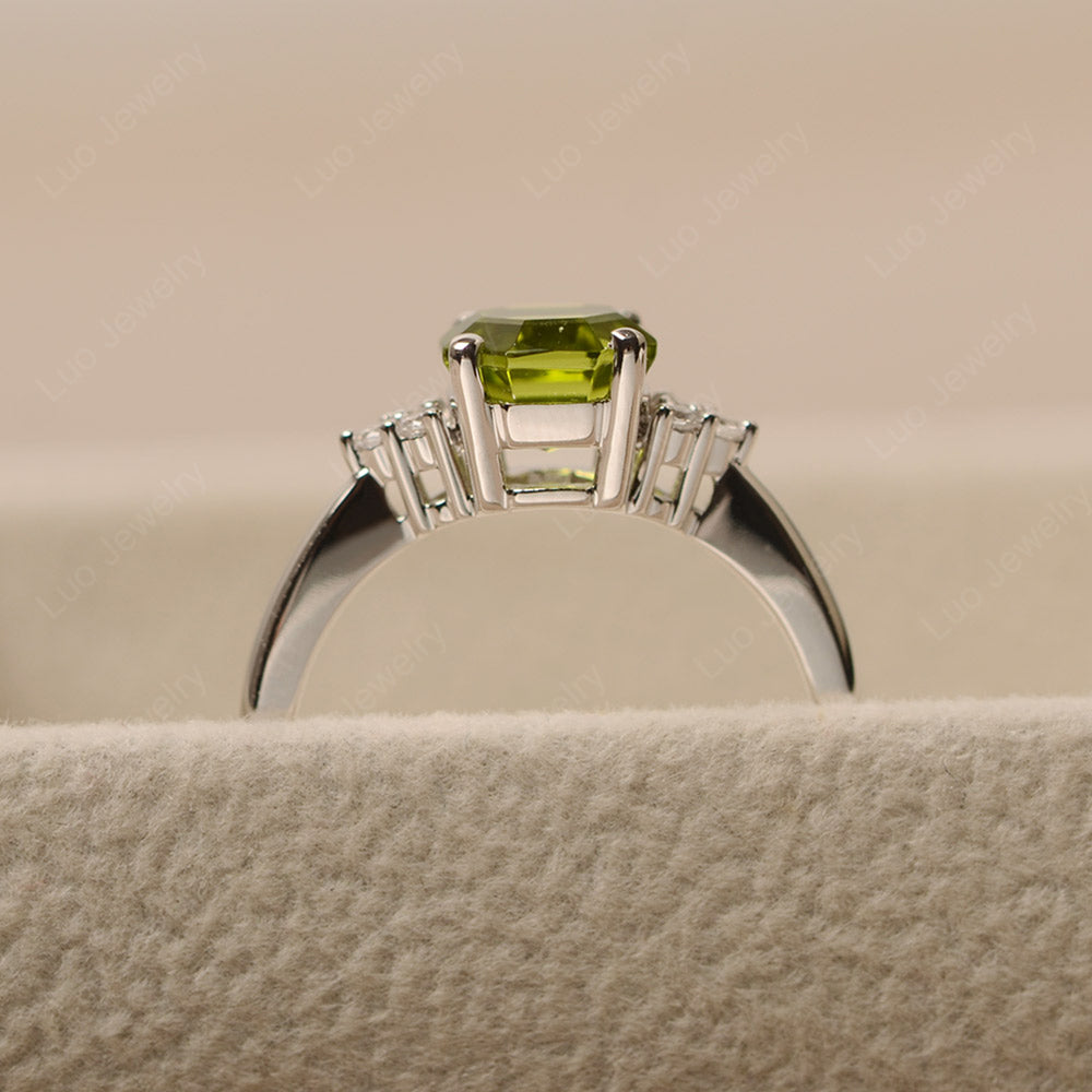 Octagon Cut Peridot Engagement Ring Gold - LUO Jewelry
