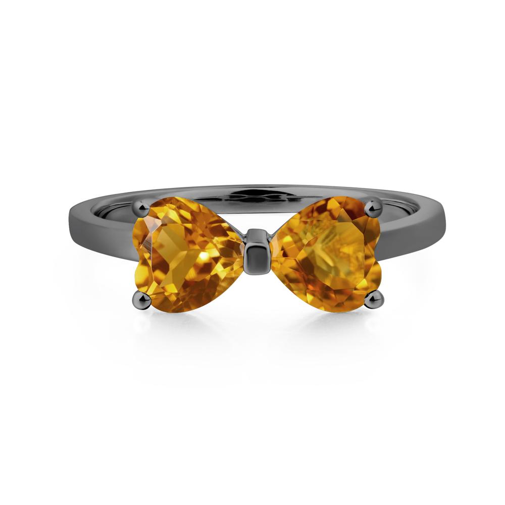 Heart Shaped Citrine Mothers Ring - LUO Jewelry #metal_black finish sterling silver