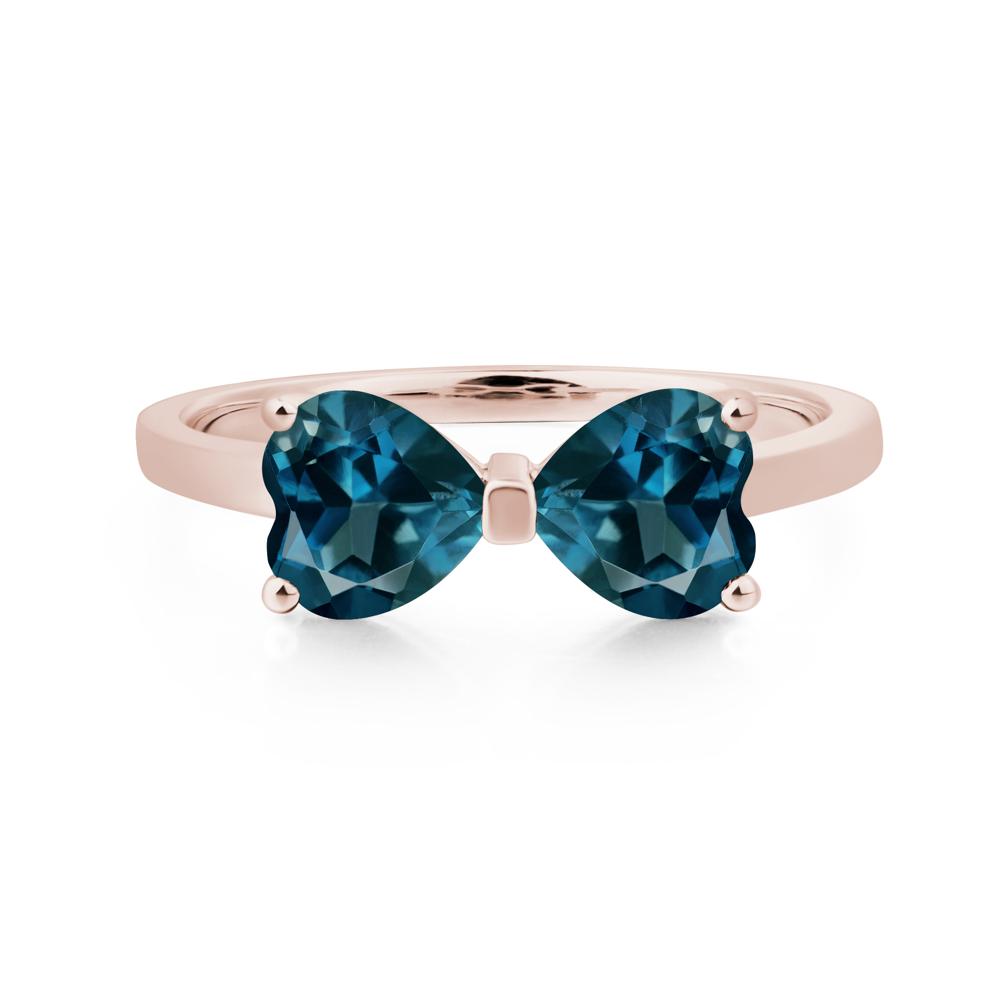 Heart Shaped London Blue Topaz Mothers Ring - LUO Jewelry #metal_14k rose gold