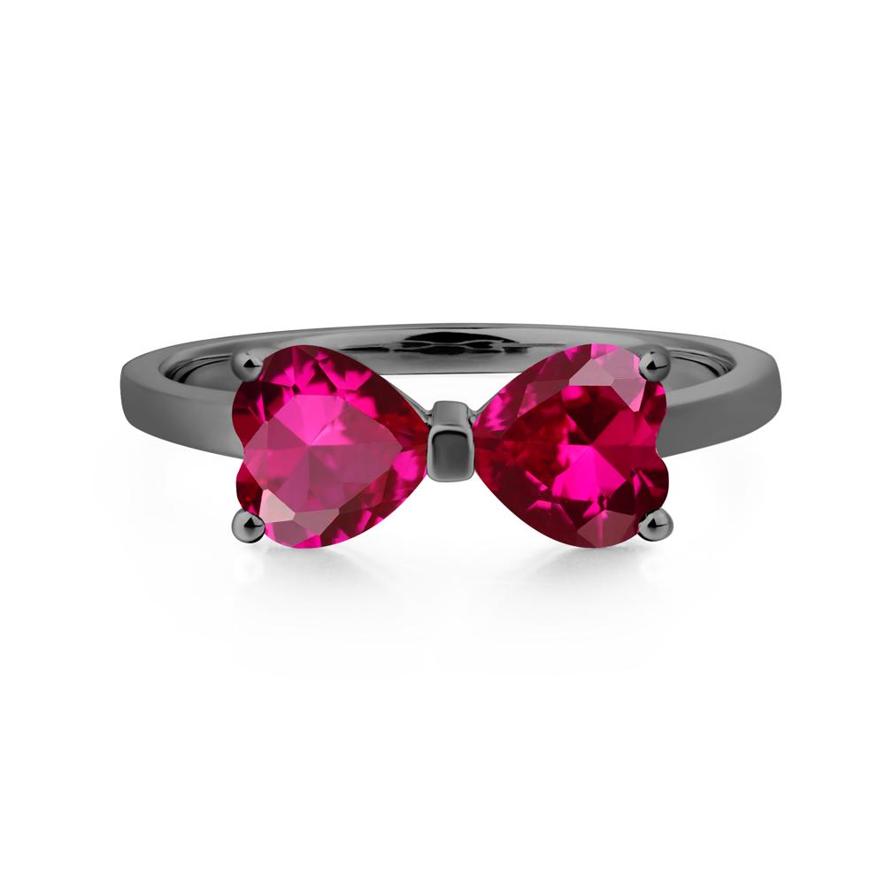 Heart Shaped Ruby Mothers Ring - LUO Jewelry #metal_black finish sterling silver