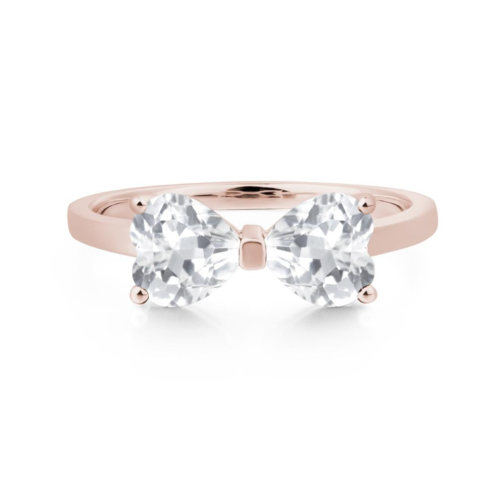 Heart Shaped White Topaz Mothers Ring - LUO Jewelry #metal_14k rose gold