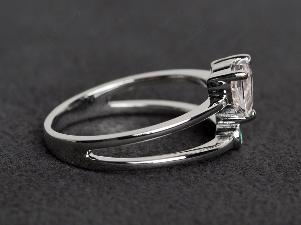 Heart Shaped Morganite Split Shank Ring Silver - LUO Jewelry