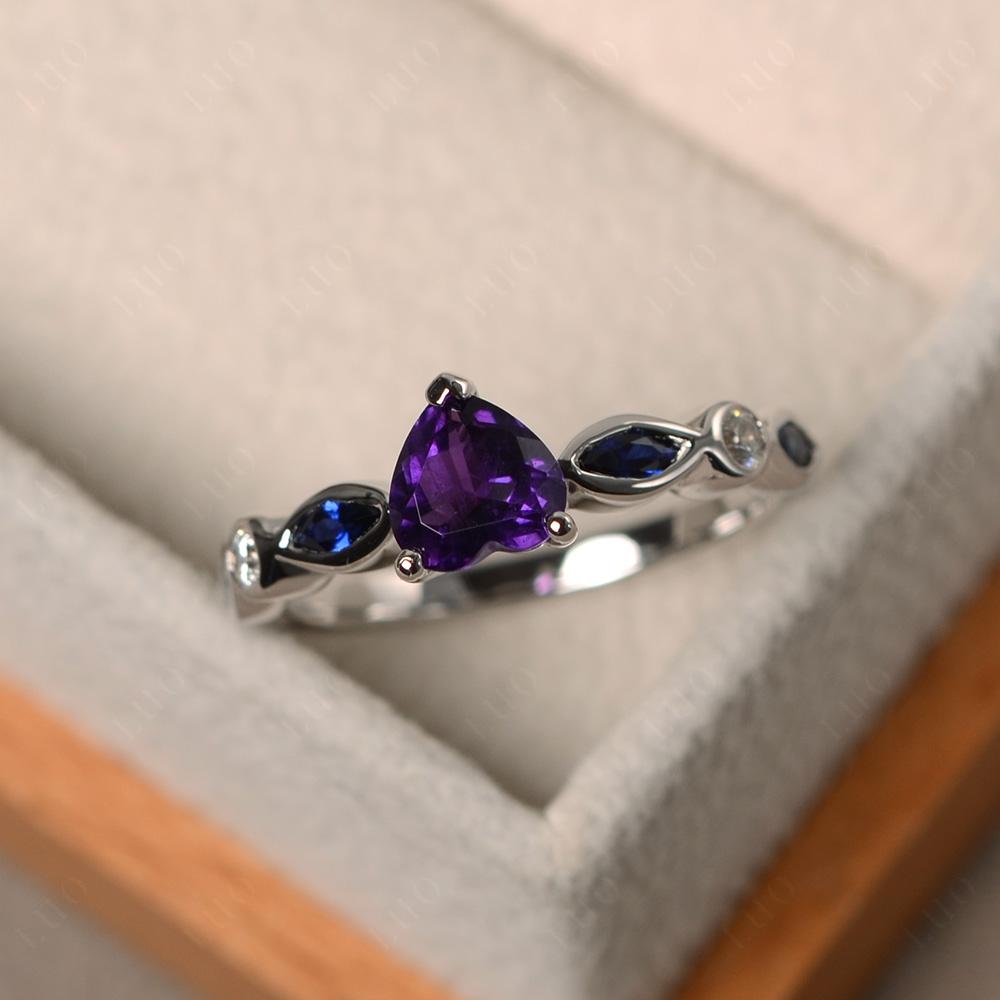 Heart Amethyst Wedding Ring - LUO Jewelry