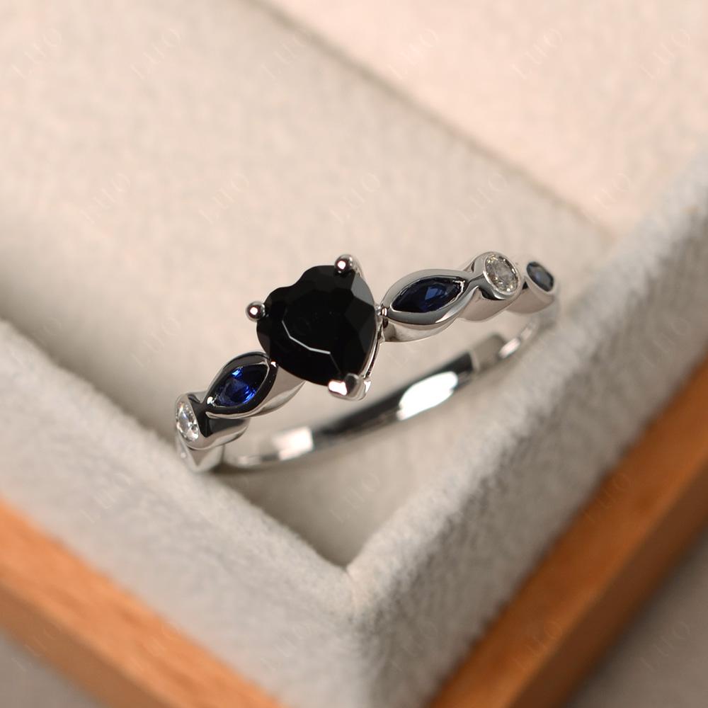 Heart Black Stone Wedding Ring - LUO Jewelry