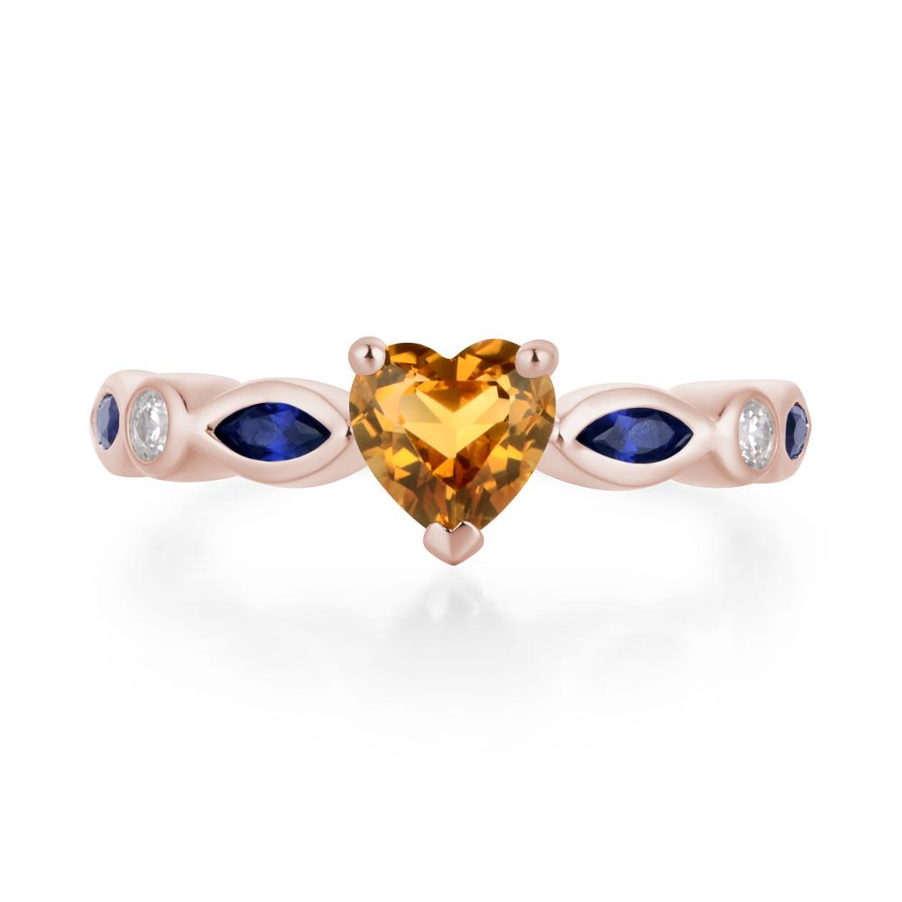 Heart Citrine Wedding Ring - LUO Jewelry #metal_14k rose gold