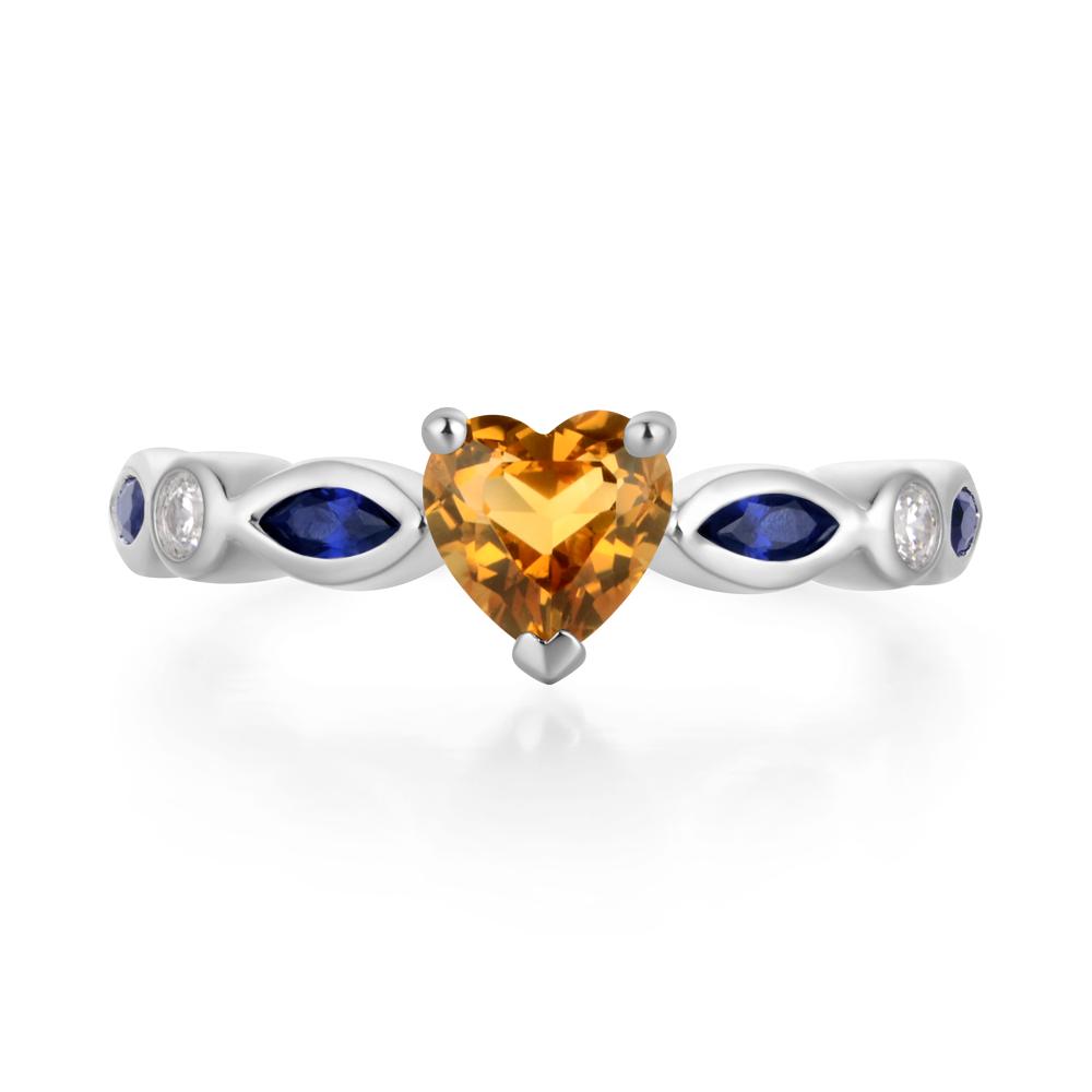 Heart Citrine Wedding Ring - LUO Jewelry #metal_14k white gold