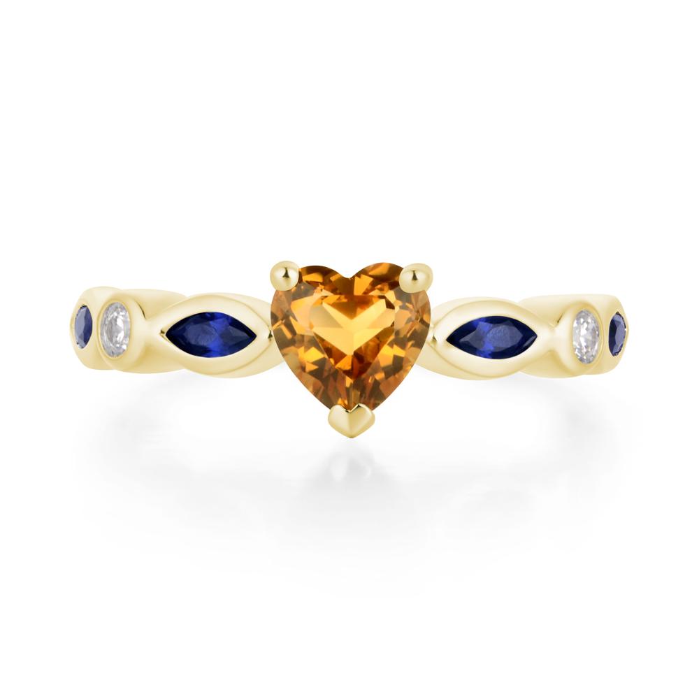 Heart Citrine Wedding Ring - LUO Jewelry #metal_18k yellow gold