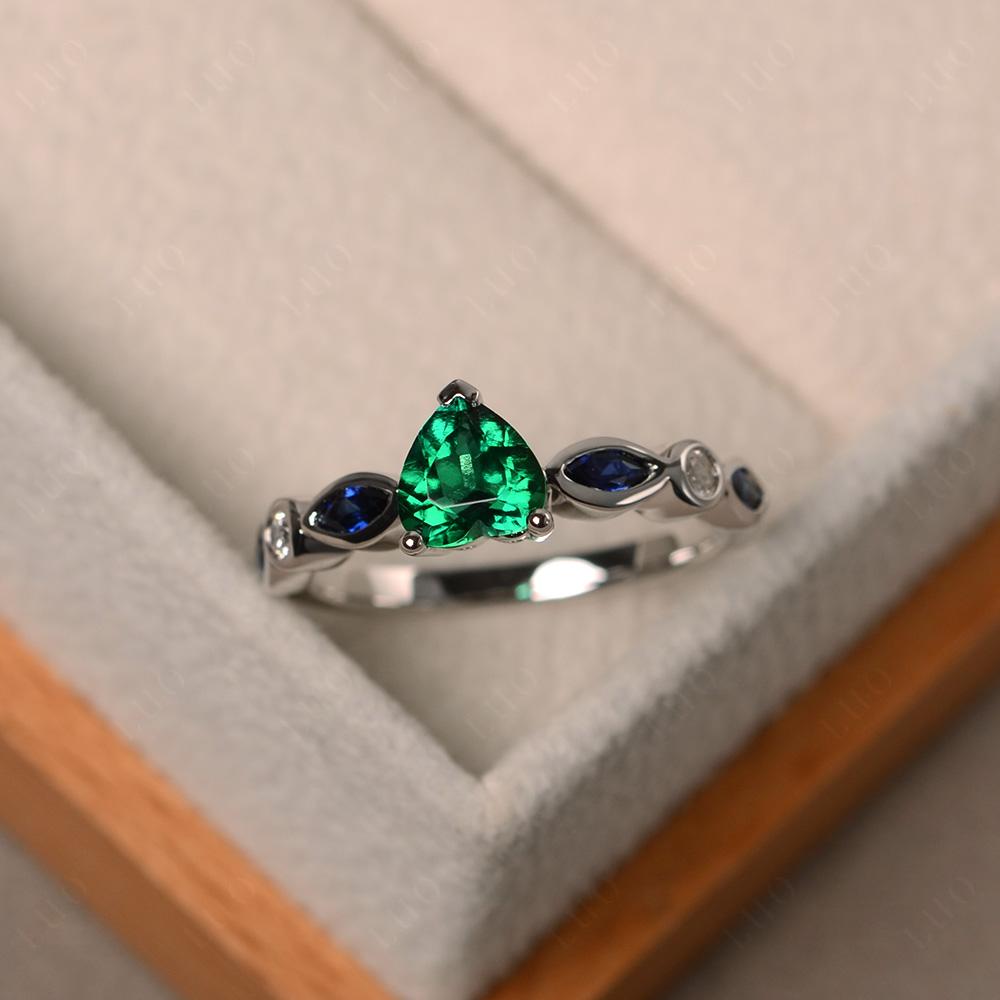 Heart Lab Grown Emerald Wedding Ring - LUO Jewelry