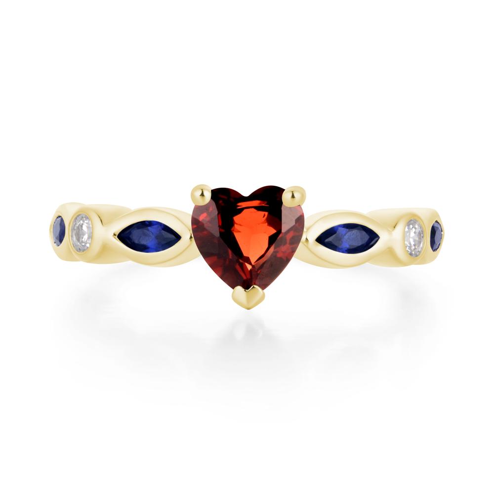 Heart Garnet Wedding Ring - LUO Jewelry #metal_18k yellow gold